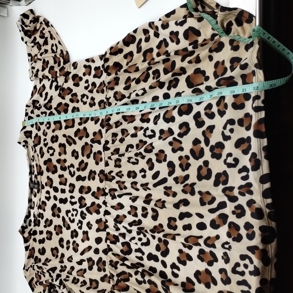Glitzy Girls Women's 3X leopard print babydoll style elbow length blouse - Picture 8 of 10